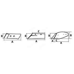 P607313 - Plough share 14'' left for Kverneland 28 / 6 / 8 / 9 models (73003)